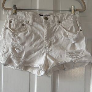 Aeropostale White Distressed Denim Aero Cheeky Shorts 98% Cotton Sz 6